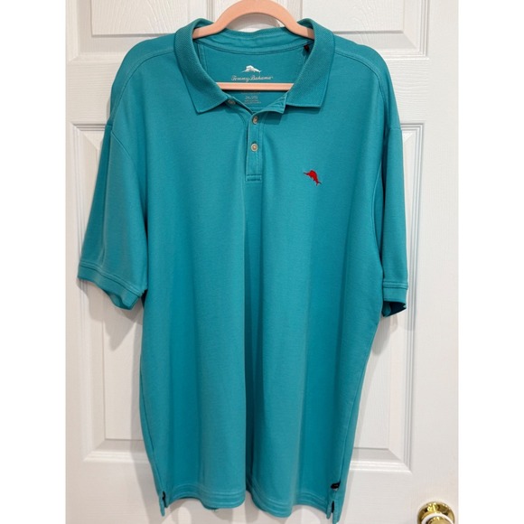 Tommy Bahama Other - Tommy Bahama Mens 2XL Emfielder Polo Shirt Teal Blue Supima Cotton Marlin Logo